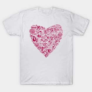 yum yum_ heart with pastry_pink T-Shirt